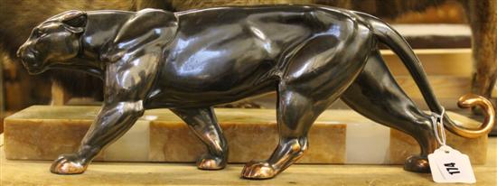 Art deco model of a panther & marble stand
